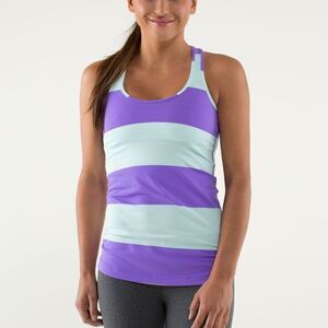 Lululemon Cool Racerback Bold Stripe Power Purple Tank Top Women’s 2